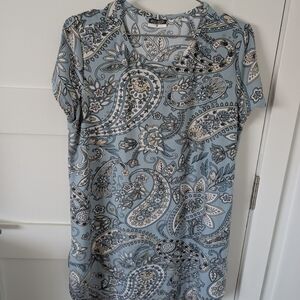 Elegant Paisley Print Blouse in Blue